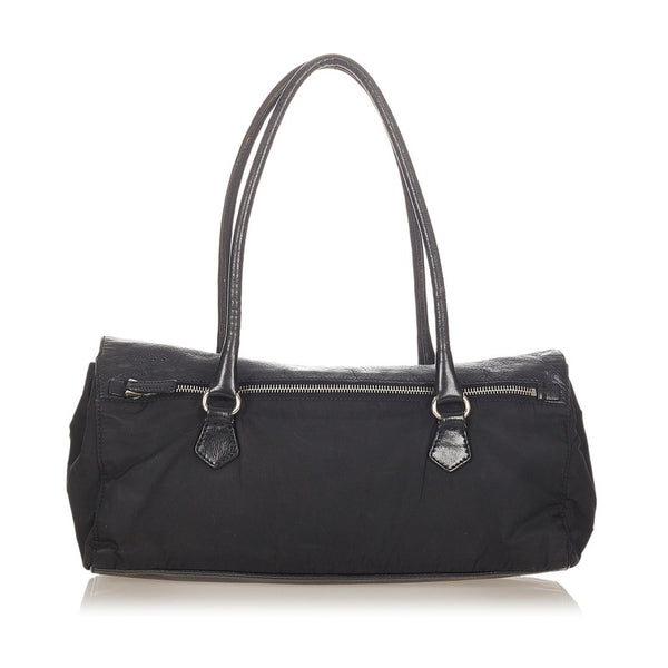 プラダ ブラック ナイロン レザー ショルダーバッグ レディース PRADA 【中古】