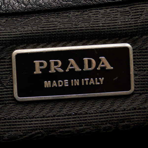 プラダ ブラック ナイロン レザー ショルダーバッグ レディース PRADA 【中古】