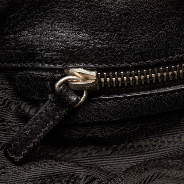 プラダ ブラック ナイロン レザー ショルダーバッグ レディース PRADA 【中古】
