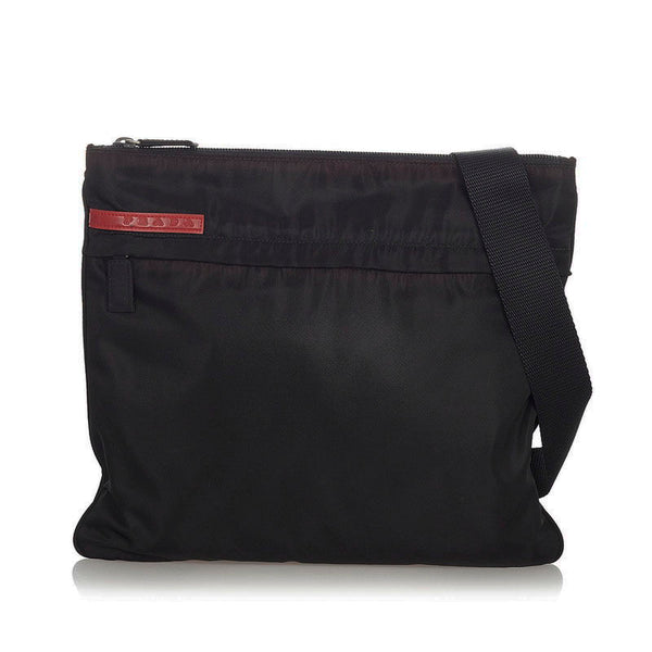 プラダ プラダスポーツ ブラック レッド ナイロン ショルダーバッグ レディース PRADA 【中古】