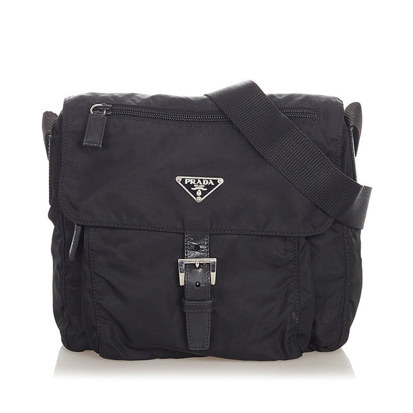 プラダ ポコノ ブラック ナイロン ショルダーバッグ レディース PRADA 【中古】
