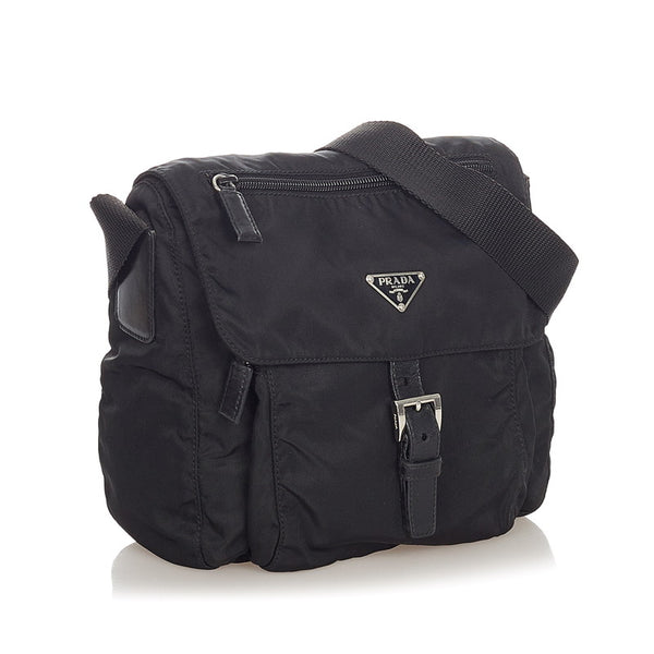 プラダ ポコノ ブラック ナイロン ショルダーバッグ レディース PRADA 【中古】