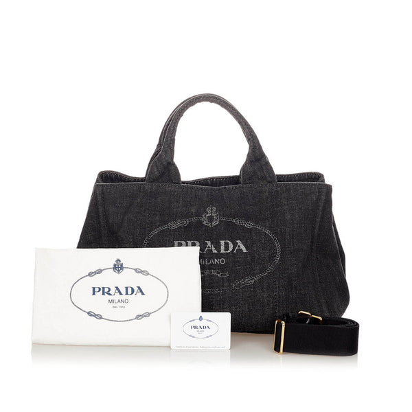 プラダ カナパ　 B2642B ブラック デニム ハンドバッグ ショルダーバッグ 2WAY レディース PRADA 【中古】