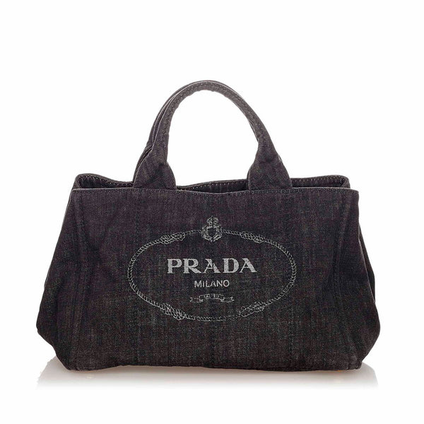 プラダ カナパ　 B2642B ブラック デニム ハンドバッグ ショルダーバッグ 2WAY レディース PRADA 【中古】