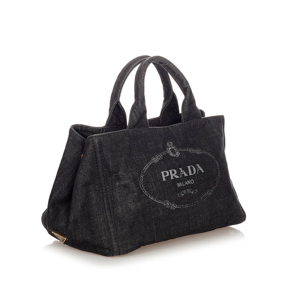 プラダ カナパ　 B2642B ブラック デニム ハンドバッグ ショルダーバッグ 2WAY レディース PRADA 【中古】