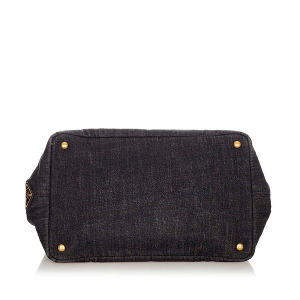 プラダ カナパ　 B2642B ブラック デニム ハンドバッグ ショルダーバッグ 2WAY レディース PRADA 【中古】