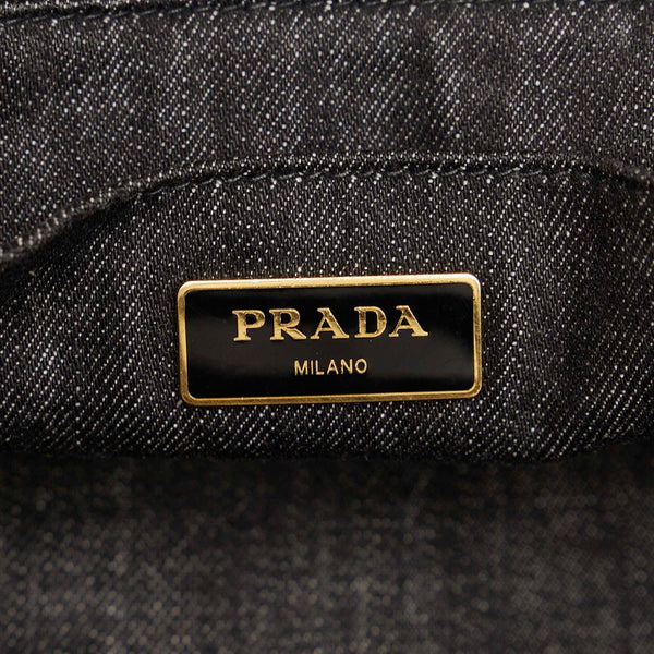 プラダ カナパ　 B2642B ブラック デニム ハンドバッグ ショルダーバッグ 2WAY レディース PRADA 【中古】