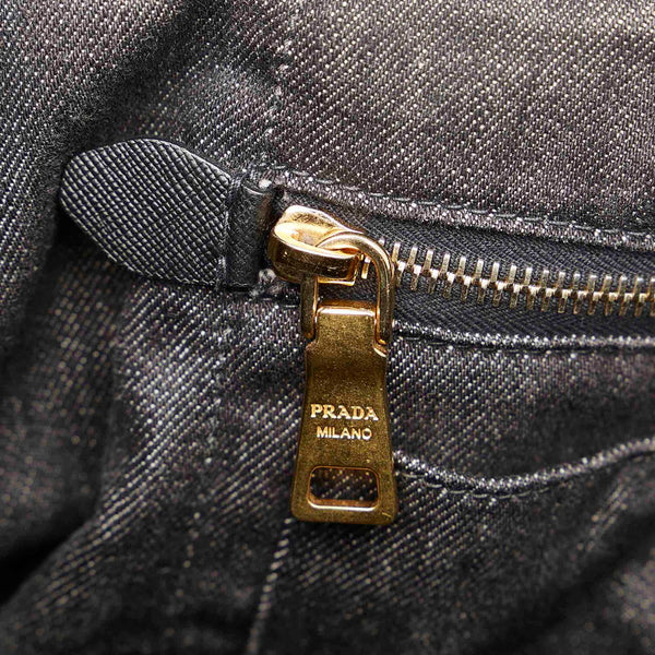 プラダ カナパ　 B2642B ブラック デニム ハンドバッグ ショルダーバッグ 2WAY レディース PRADA 【中古】