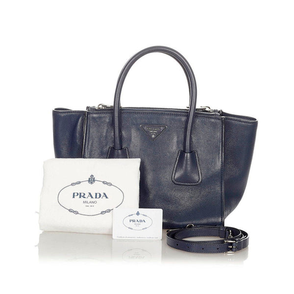 プラダ B2625M ネイビー レザー ハンドバッグ ショルダーバッグ 2WAY レディース PRADA 【中古】