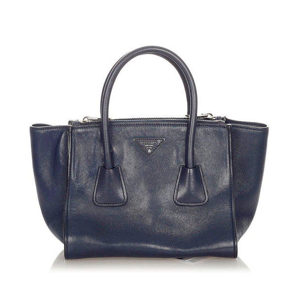プラダ B2625M ネイビー レザー ハンドバッグ ショルダーバッグ 2WAY レディース PRADA 【中古】
