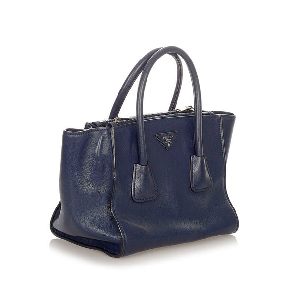 プラダ B2625M ネイビー レザー ハンドバッグ ショルダーバッグ 2WAY レディース PRADA 【中古】