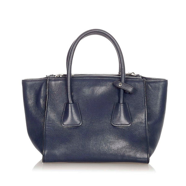 プラダ B2625M ネイビー レザー ハンドバッグ ショルダーバッグ 2WAY レディース PRADA 【中古】