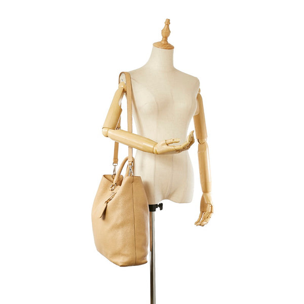プラダ ベージュ レザー ハンドバック ショルダーバッグ 2WAY レディース PRADA 【中古】