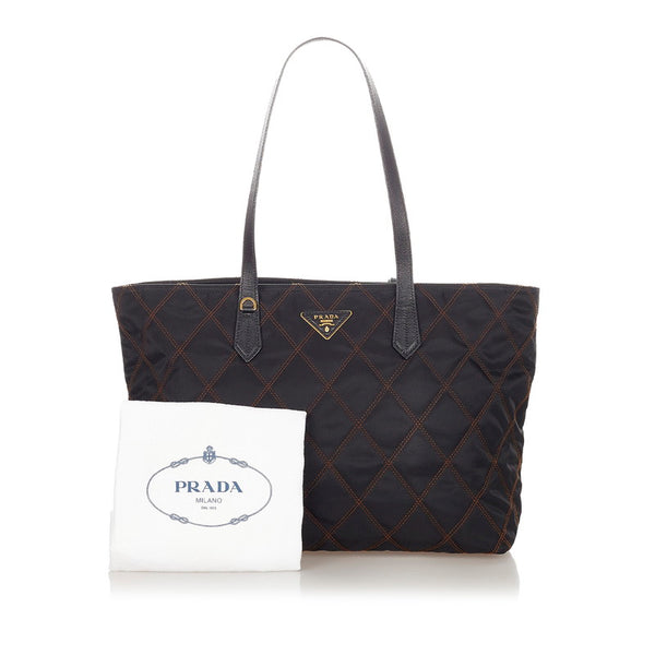 プラダ ブラック ナイロン レザー トートバッグ レディース PRADA 【中古】