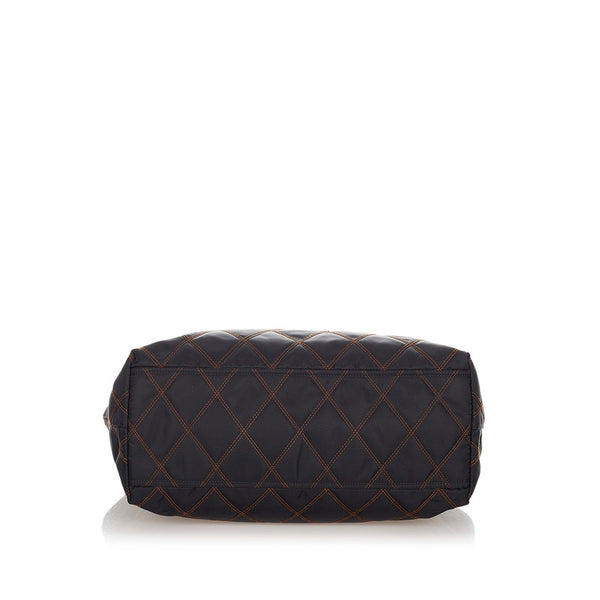 プラダ ブラック ナイロン レザー トートバッグ レディース PRADA 【中古】