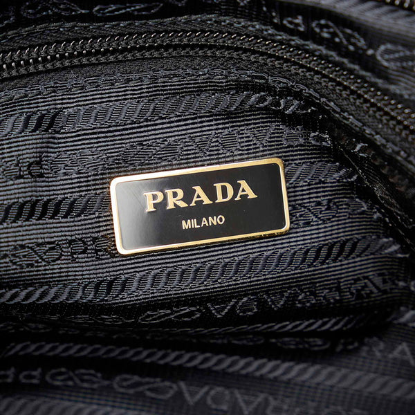 プラダ ブラック ナイロン レザー トートバッグ レディース PRADA 【中古】