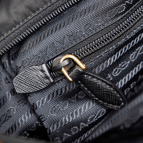 プラダ ブラック ナイロン レザー トートバッグ レディース PRADA 【中古】
