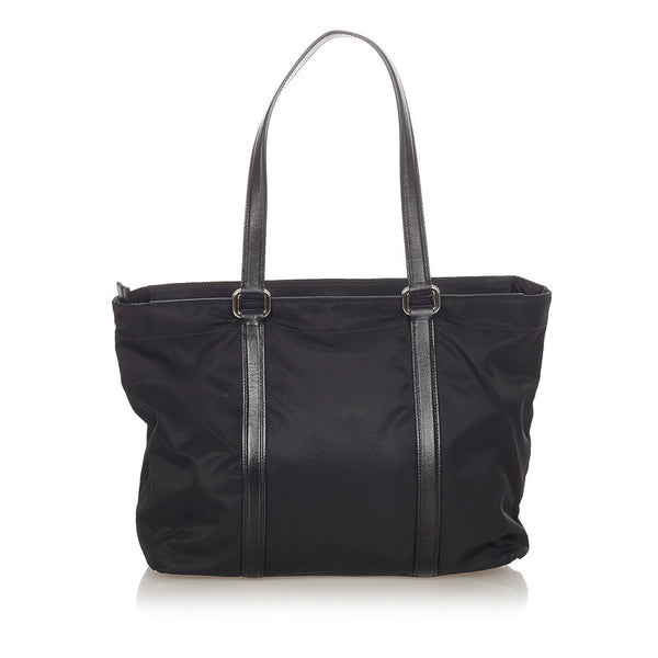 プラダ ポコノ ブラック ナイロン レザー トートバッグ レディース PRADA 【中古】