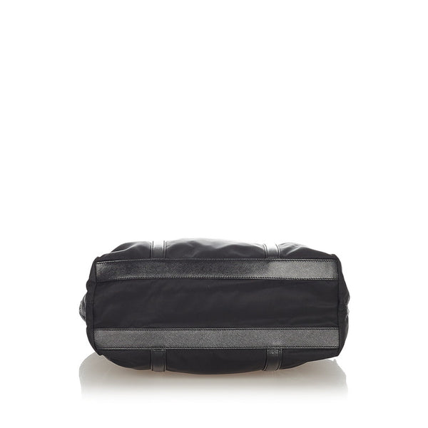 プラダ ポコノ ブラック ナイロン レザー トートバッグ レディース PRADA 【中古】