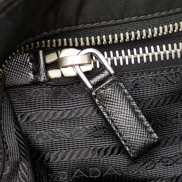 プラダ ポコノ ブラック ナイロン レザー トートバッグ レディース PRADA 【中古】