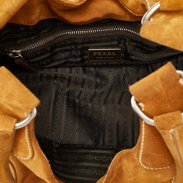 プラダ キャメル シルバー スウェード トートバッグ レディース PRADA 【中古】