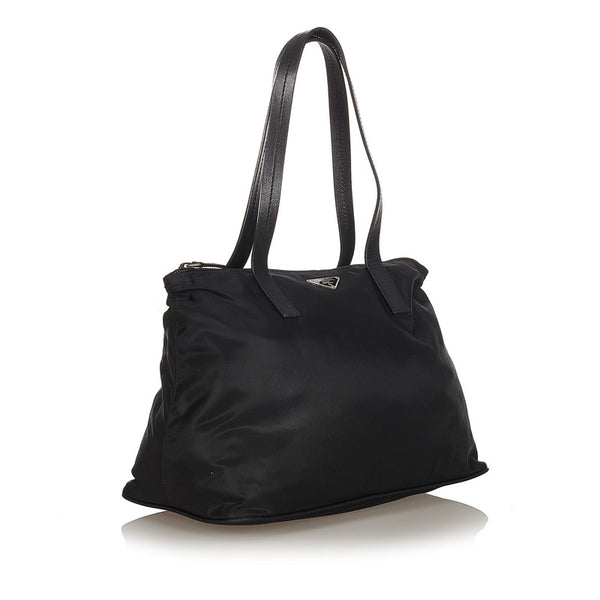 プラダ ブラック ナイロン レザー トートバッグ レディース PRADA 【中古】