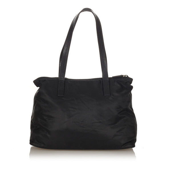 プラダ ブラック ナイロン レザー トートバッグ レディース PRADA 【中古】