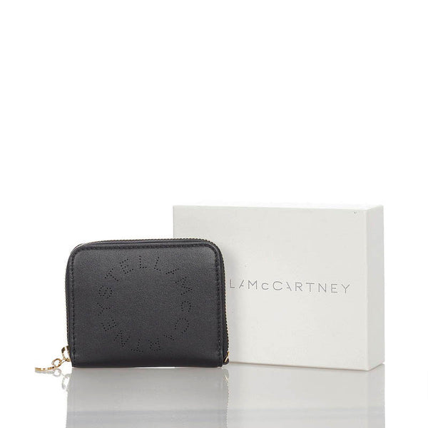 ステラマッカートニー ステラロゴ コインケース 570271 W8542 1000 ブラック ゴールド 合成皮革 レディース Stella McCartney 【中古】