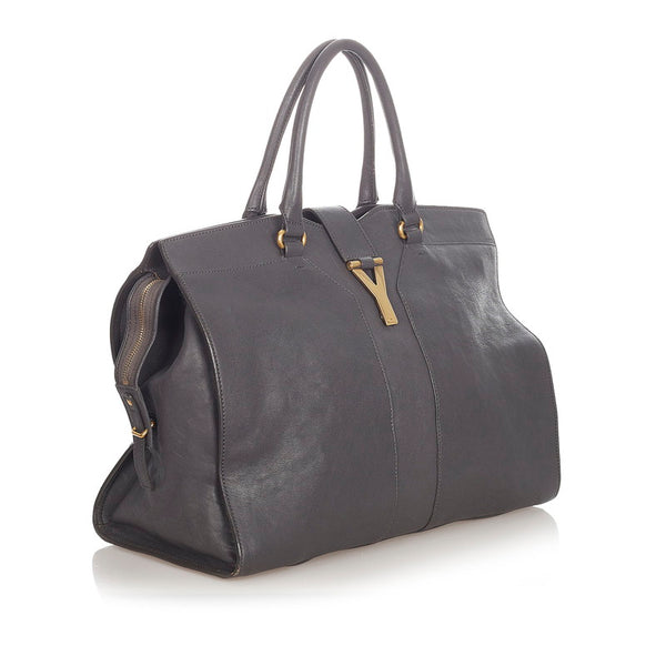 サンローラン Yライン カバス グレー レザー トートバッグ レディース SAINT LAURENT 【中古】