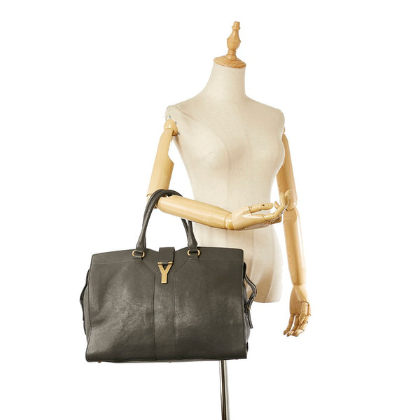 サンローラン Yライン カバス グレー レザー トートバッグ レディース SAINT LAURENT 【中古】