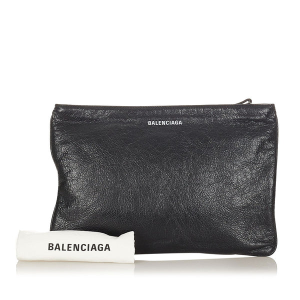 バレンシアガ 535334 ブラック レザー クラッチバッグ レディース BALENCIAGA 【中古】