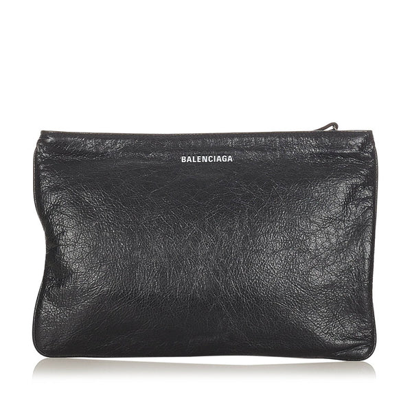 バレンシアガ 535334 ブラック レザー クラッチバッグ レディース BALENCIAGA 【中古】