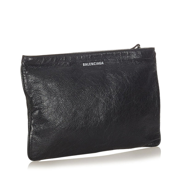 バレンシアガ 535334 ブラック レザー クラッチバッグ レディース BALENCIAGA 【中古】