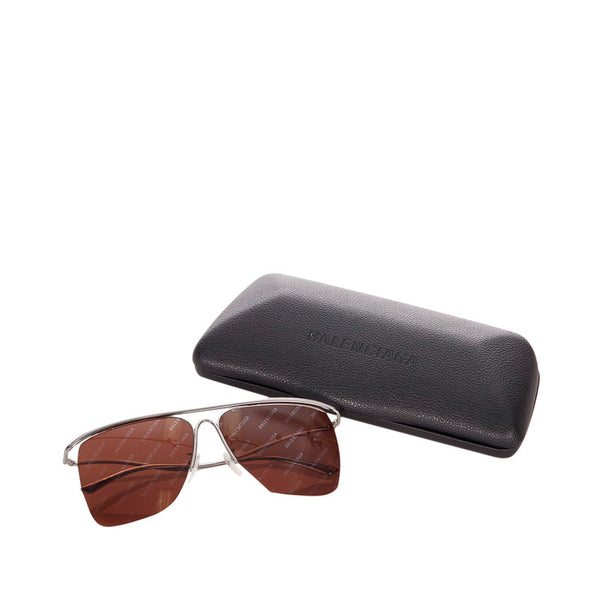 バレンシアガ サングラス BB0092S シルバー ブラウン メタル メンズ BALENCIAGA 【中古】