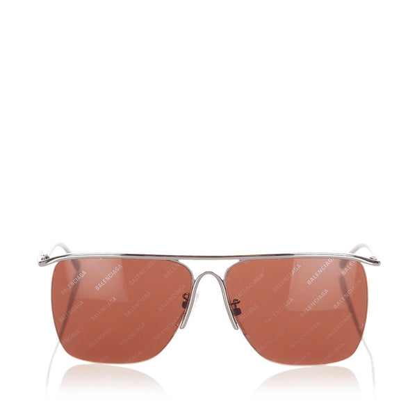 バレンシアガ サングラス BB0092S シルバー ブラウン メタル メンズ BALENCIAGA 【中古】