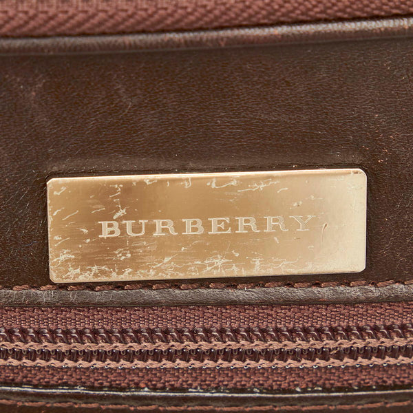 バーバリー ノバチェック ベージュ ブラウン キャンバス レザー ウエストバッグ メンズ BURBERRY 【中古】