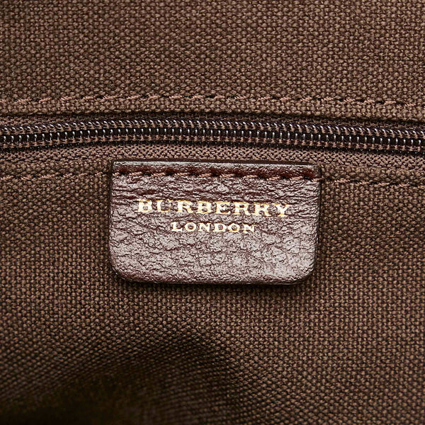 バーバリー ノバチェック シャドーホース ハンドバッグ ベージュ ブラウン キャンバス レザー レディース BURBERRY 【中古】