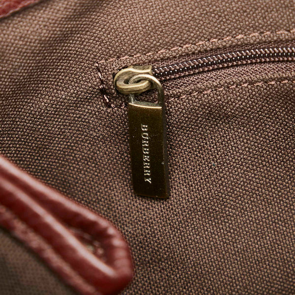 バーバリー ノバチェック シャドーホース ハンドバッグ ベージュ ブラウン キャンバス レザー レディース BURBERRY 【中古】