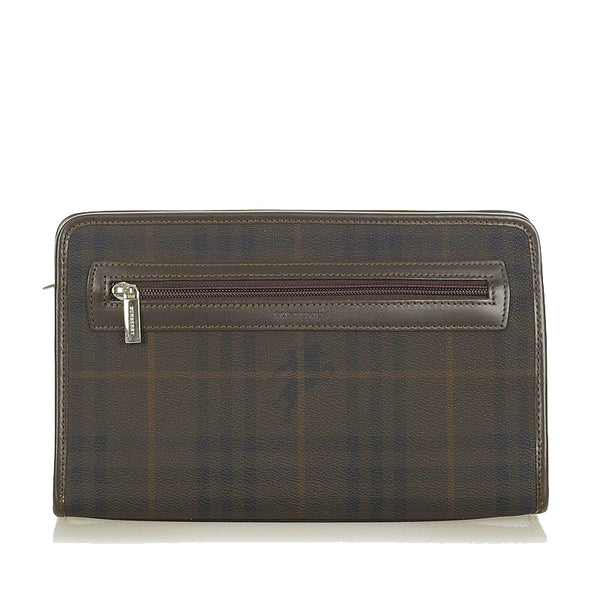バーバリー ハウスチェック ブラウン レザー セカンドバッグ レディース BURBERRY 【中古】