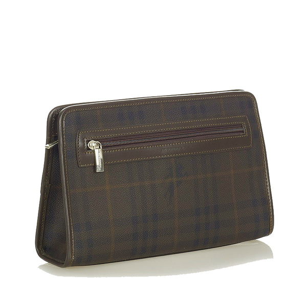 バーバリー ハウスチェック ブラウン レザー セカンドバッグ レディース BURBERRY 【中古】