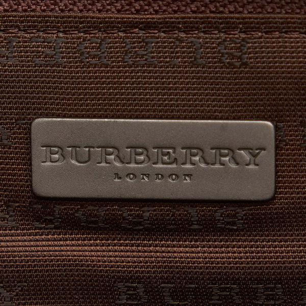 バーバリー ベージュ ブラウン マルチ PVC レザー ポーチ レディース BURBERRY 【中古】
