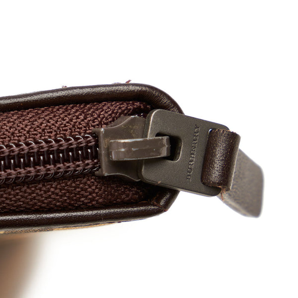 バーバリー ベージュ ブラウン マルチ PVC レザー ポーチ レディース BURBERRY 【中古】