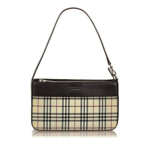 バーバリー ノバチェック ベージュ レザー キャンバス 肩掛け ショルダーバッグ レディース BURBERRY 【中古】