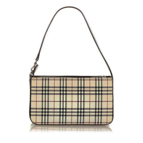 バーバリー ノバチェック ベージュ レザー キャンバス 肩掛け ショルダーバッグ レディース BURBERRY 【中古】