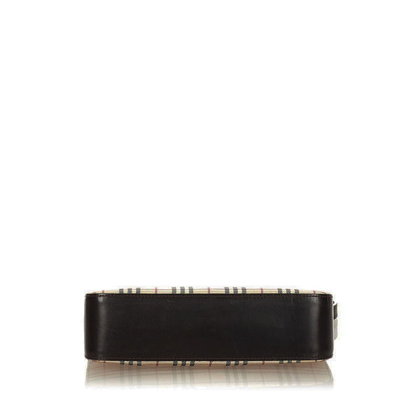 バーバリー ノバチェック ベージュ レザー キャンバス 肩掛け ショルダーバッグ レディース BURBERRY 【中古】