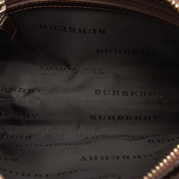 バーバリー ノバチェック ベージュ レザー キャンバス 肩掛け ショルダーバッグ レディース BURBERRY 【中古】