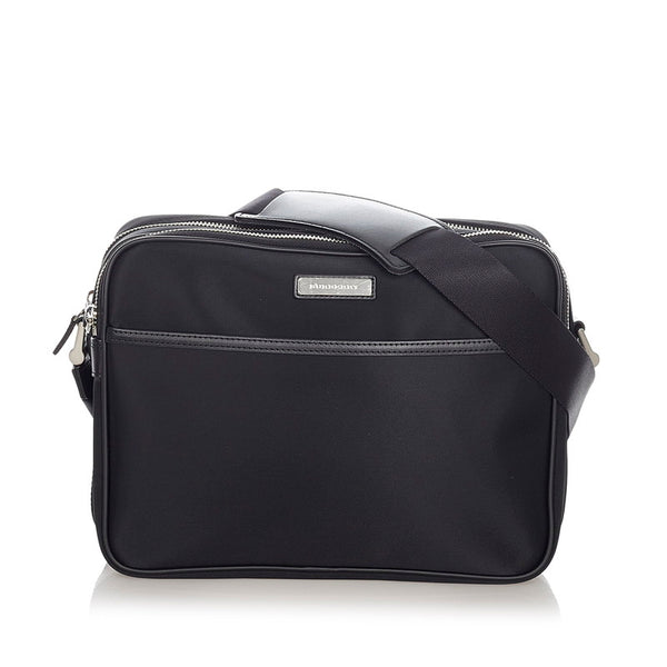 バーバリー ブラック ナイロン レザー ショルダーバッグ レディース BURBERRY 【中古】