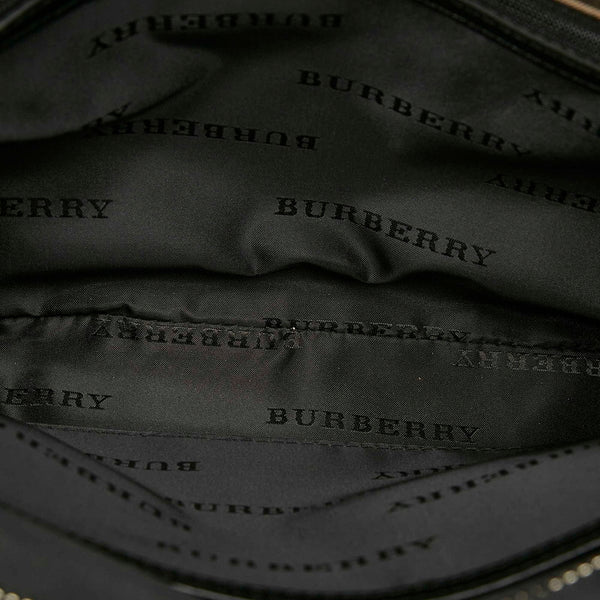 バーバリー ブラック ナイロン レザー ショルダーバッグ レディース BURBERRY 【中古】