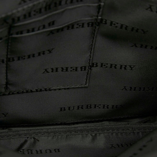 バーバリー ブラック ナイロン レザー ショルダーバッグ レディース BURBERRY 【中古】