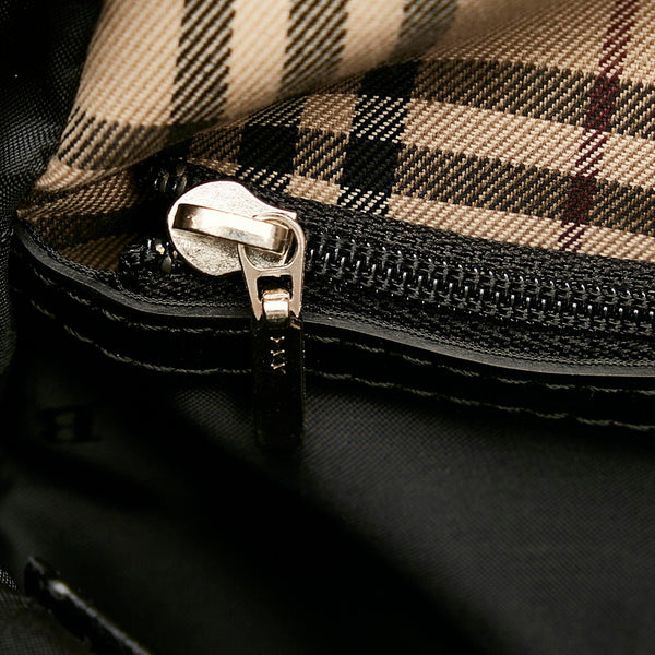 バーバリー ブラック ナイロン レザー ショルダーバッグ レディース BURBERRY 【中古】
